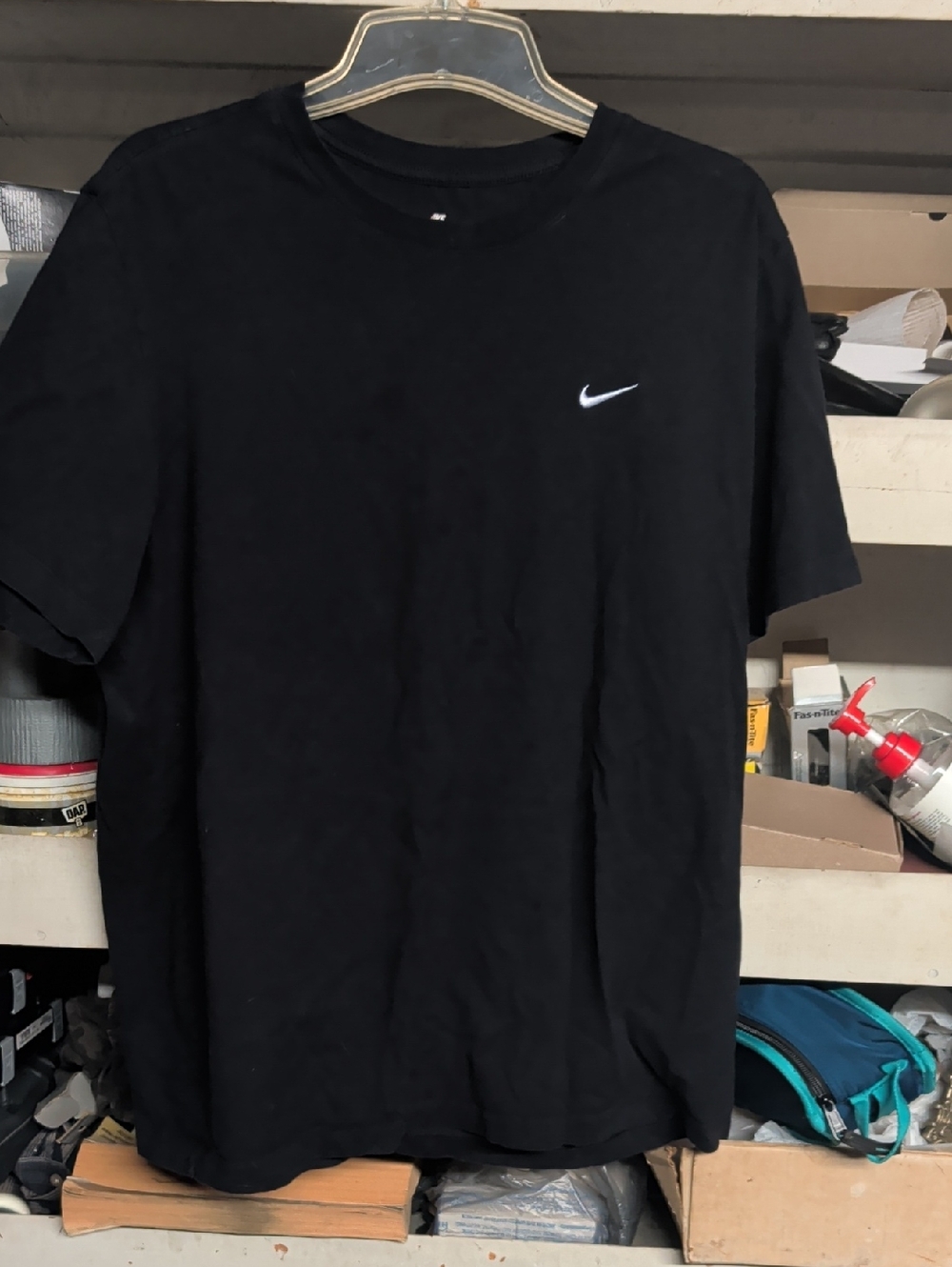 Nike Black Short Sleeve Crew with White Swoosh
